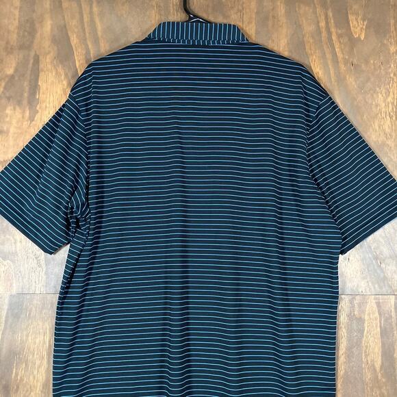Peter Millar Men Shirt Black Blue Stripe Summer Crown Comfort Polo Stretch Large - Picture 11 of 12
